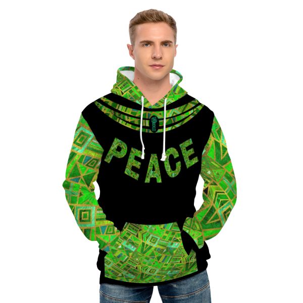 Hoodie Peace Unity Unisex Terrycloth by Raysheo - Image 3