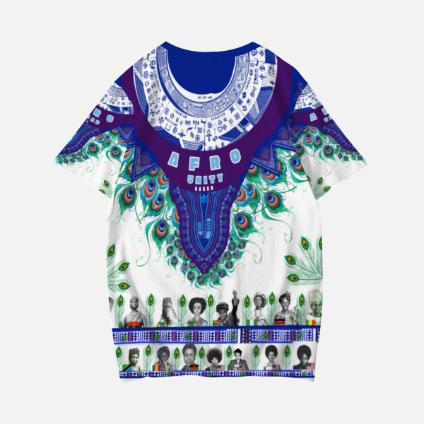 Queenshiki 2023 Short Sleeve T-Shirts Blue Purple Mesh Adinkra Dashiki - Image 2