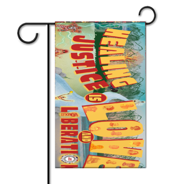 Double-Sided Healing Justice Flag Banner 16" x 30" Afro Unidad
