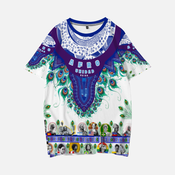 Queenshiki 2023 Short Sleeve T-Shirts Blue Purple Mesh Adinkra Dashiki