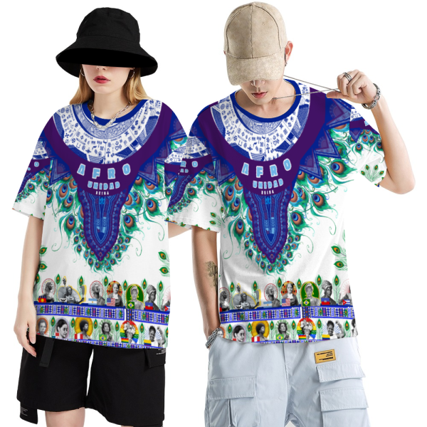 Queenshiki 2023 Short Sleeve T-Shirts Blue Purple Mesh Adinkra Dashiki - Image 3
