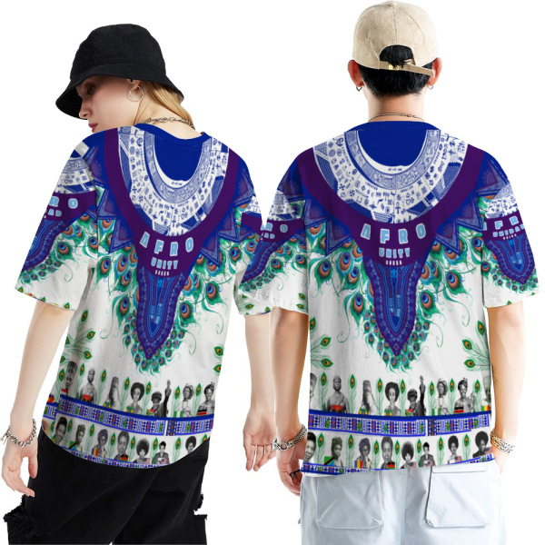 Queenshiki 2023 Short Sleeve T-Shirts Blue Purple Mesh Adinkra Dashiki - Image 4